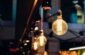 selective focus of lighted light bulbs
